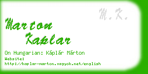 marton kaplar business card