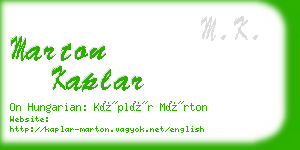 marton kaplar business card